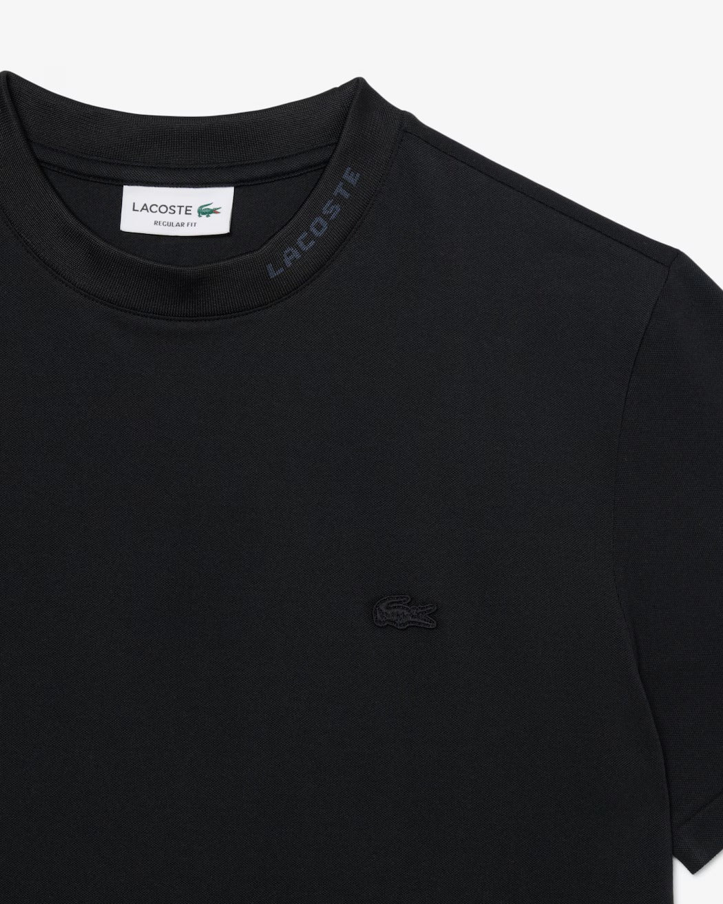 LACOSTE T-Shirt Uomo Piquet Logo Jacquard-Nero