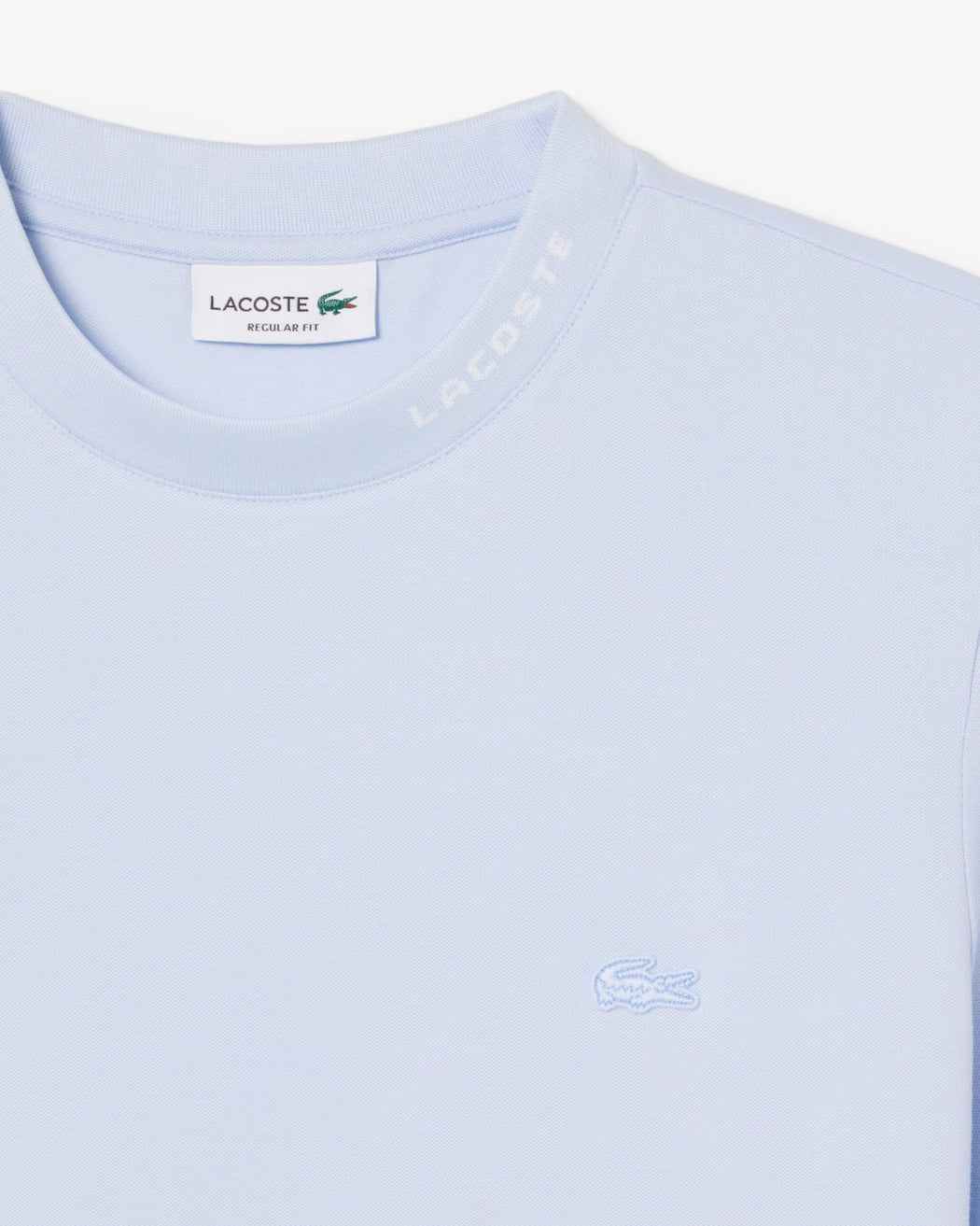 LACOSTE T-Shirt Uomo Piquet Logo Jacquard-Blu Chiaro