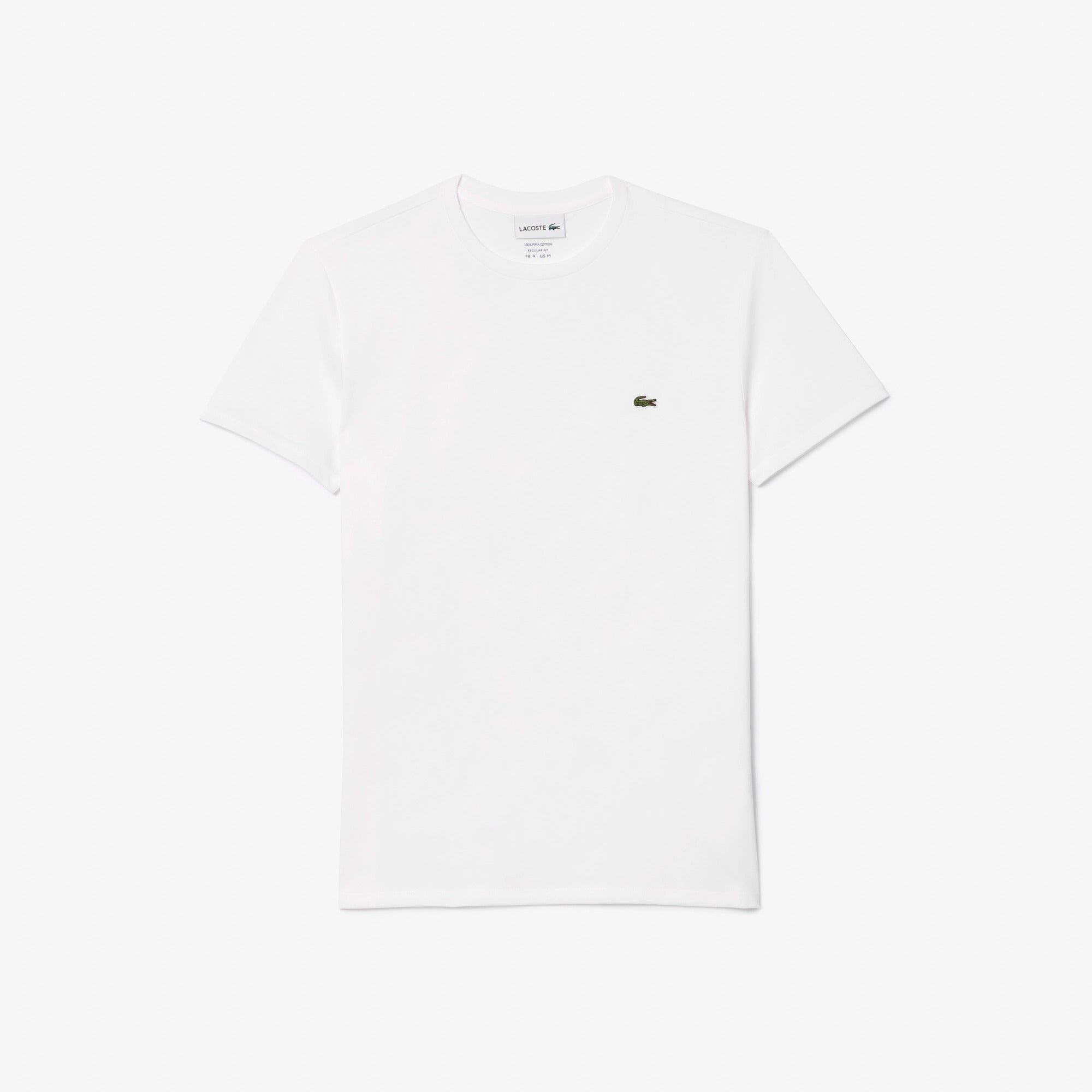 LACOSTE T-Shirt Uomo Cotone Pima-Bianco
