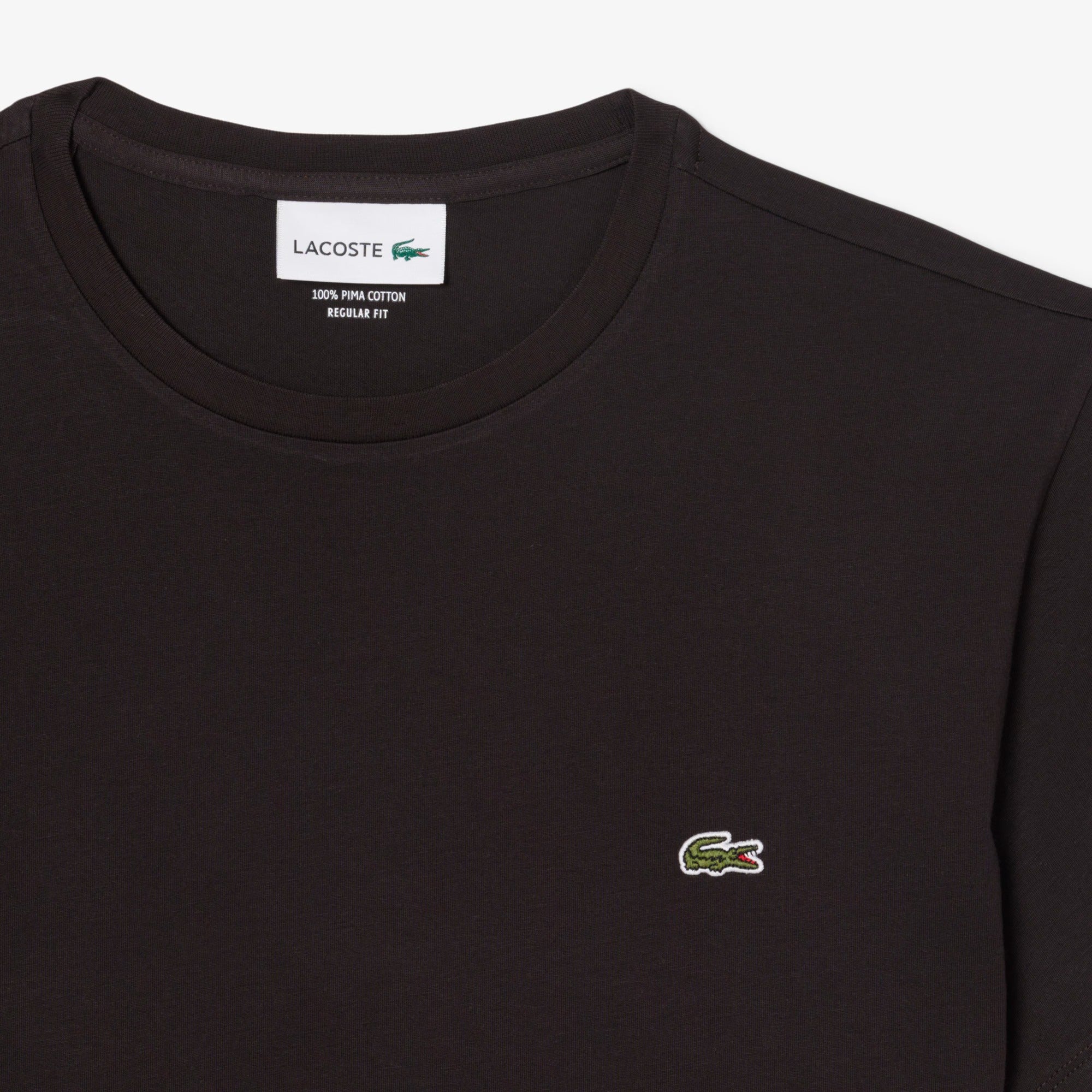 LACOSTE T-Shirt Uomo Cotone Pima-Marrone