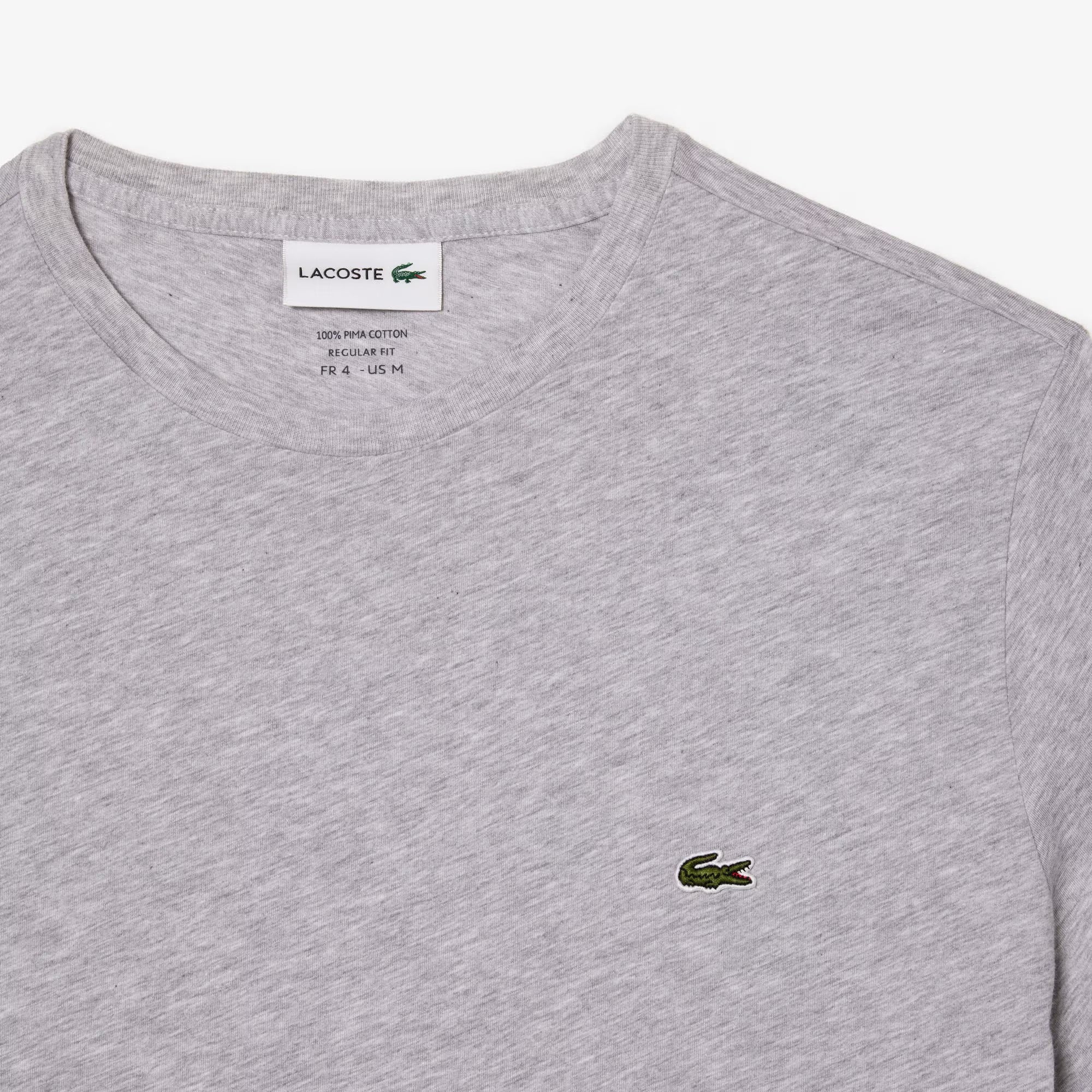 LACOSTE T-Shirt Uomo Cotone Pima-Grigio Chine