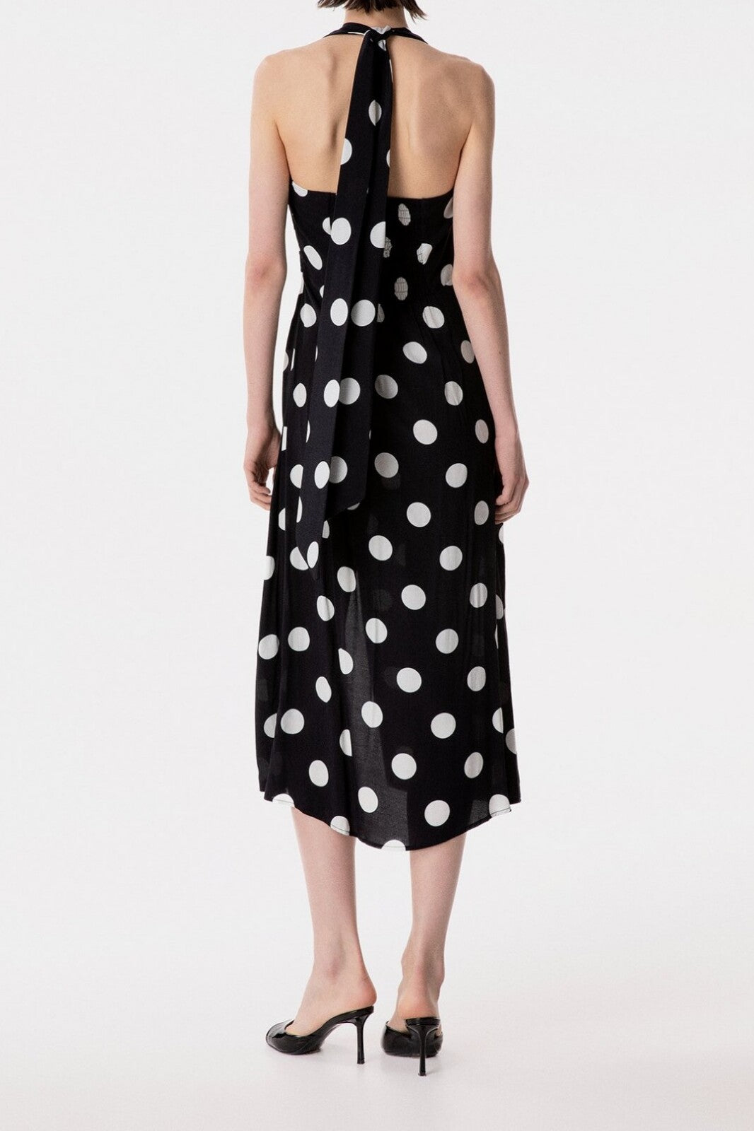 MAR DE MARGARITAS Abito Midi Paula-Pois Grande Nero