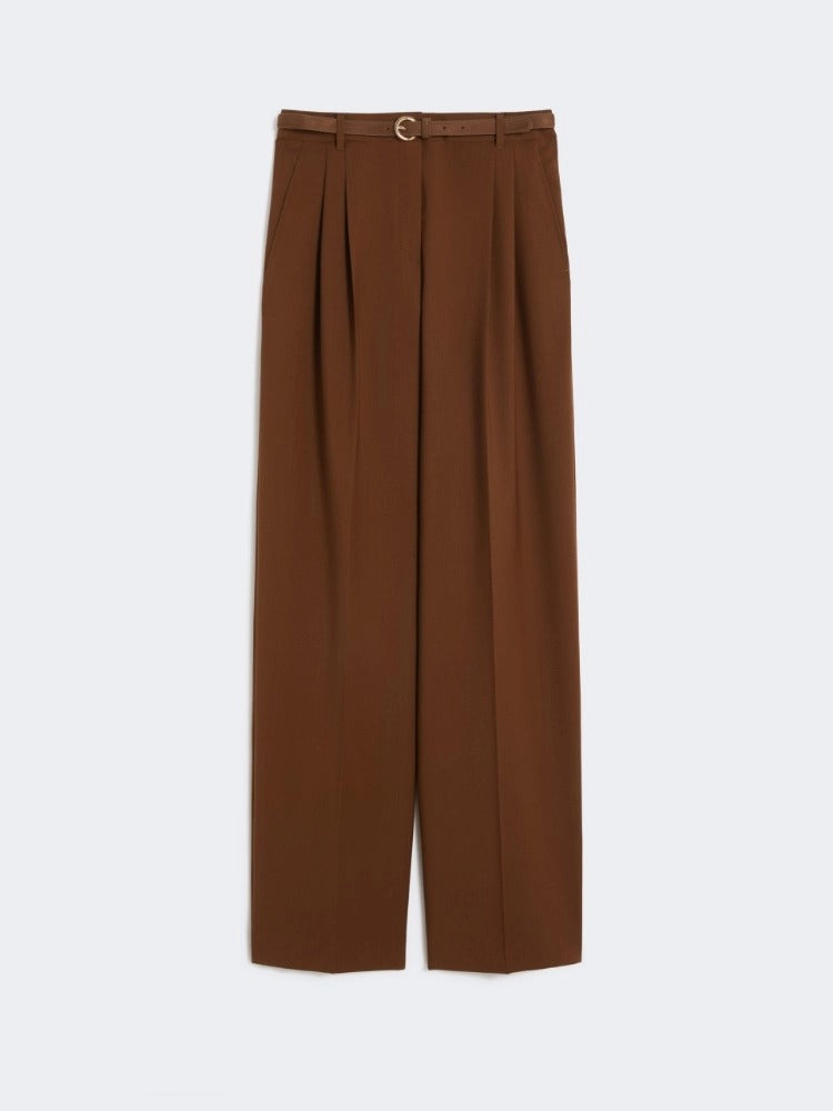 MAX MARA Pantalone Bacio Lana Cintura-Cioccolato
