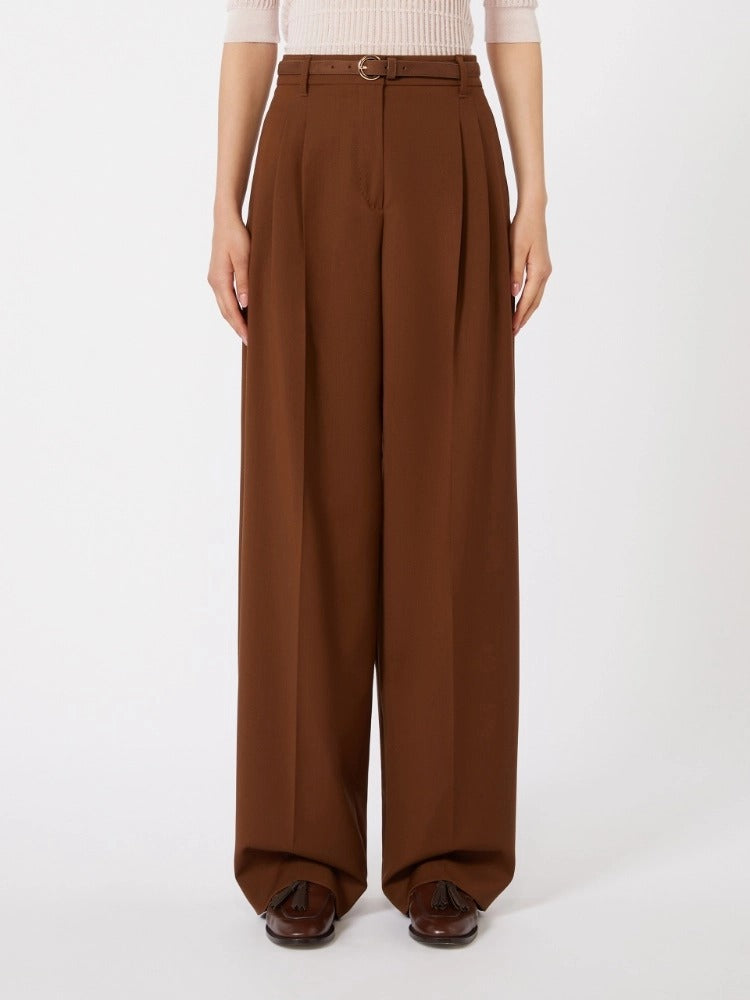 MAX MARA Pantalone Bacio Lana Cintura-Cioccolato