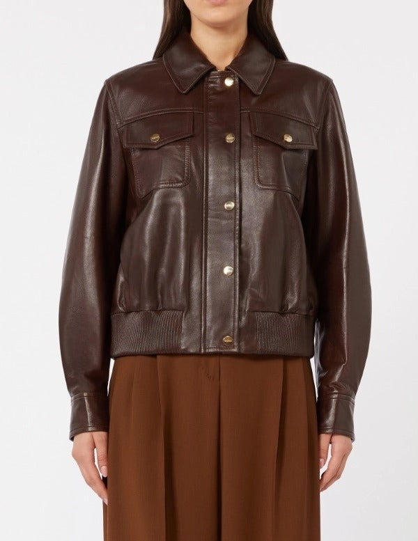 MAX MARA Giacca Biada Pelle-Marrone