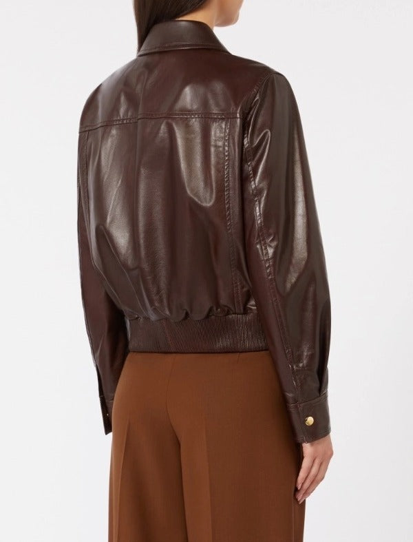 MAX MARA Giacca Biada Pelle-Marrone