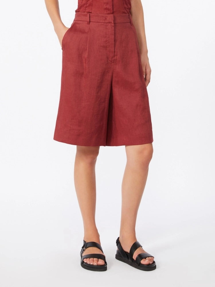 MAX MARA Bermuda Caravan Tela Lino-Mattone Rosso