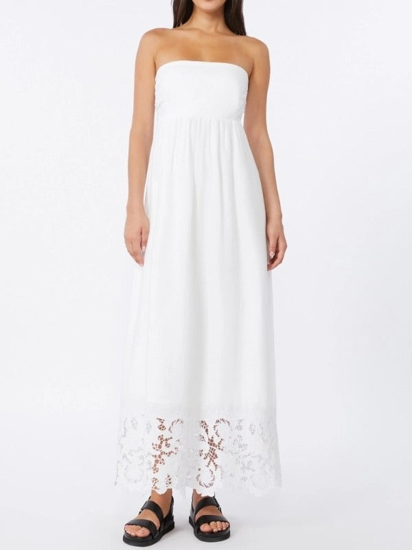 MAX MARA Abito Lungo Scena Tela Lino-Bianco