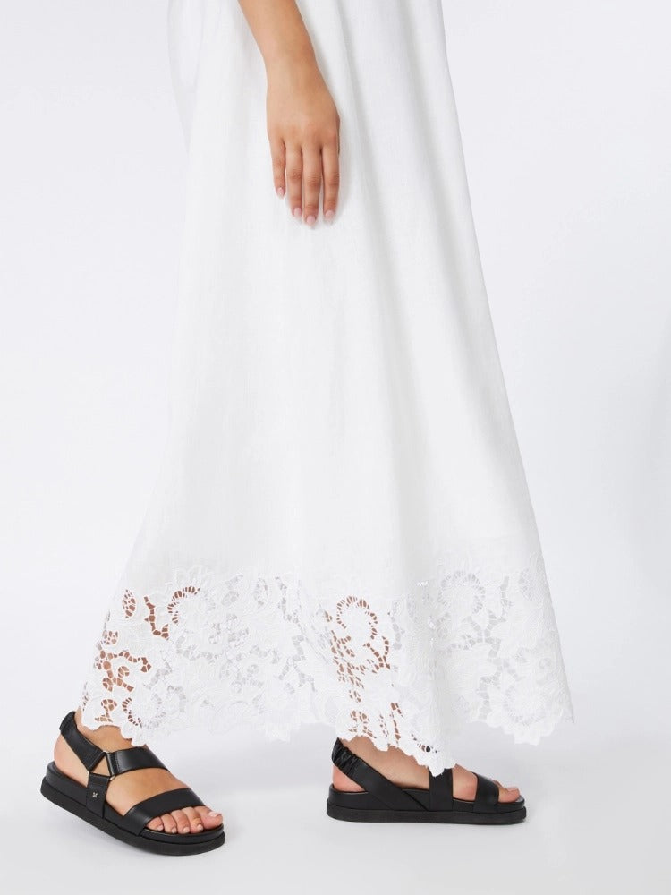 MAX MARA Abito Lungo Scena Tela Lino-Bianco