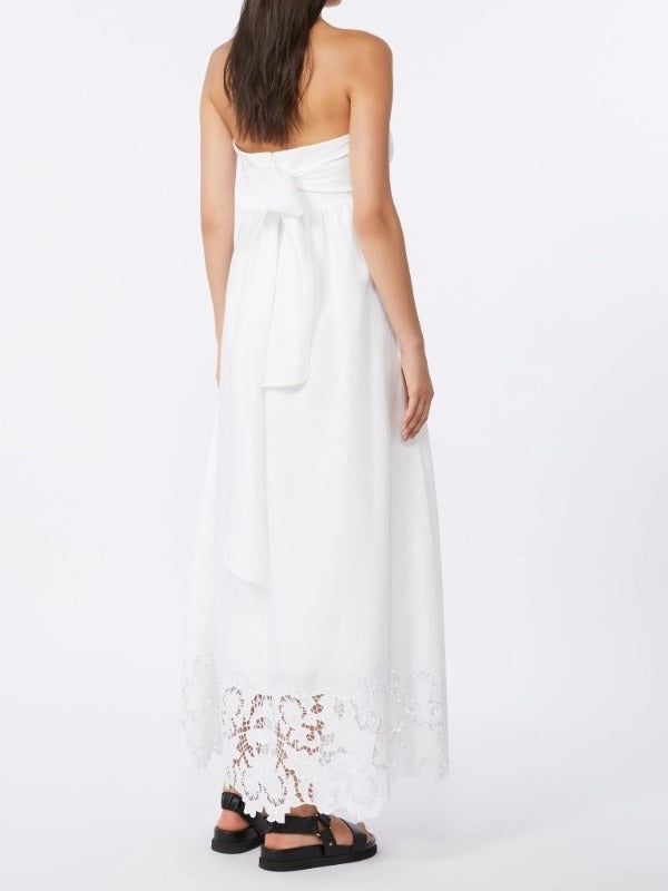 MAX MARA Abito Lungo Scena Tela Lino-Bianco