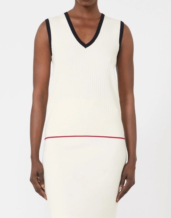 MAX MARA Canotta Umile Maglia Misto Viscosa-Bianco Blu