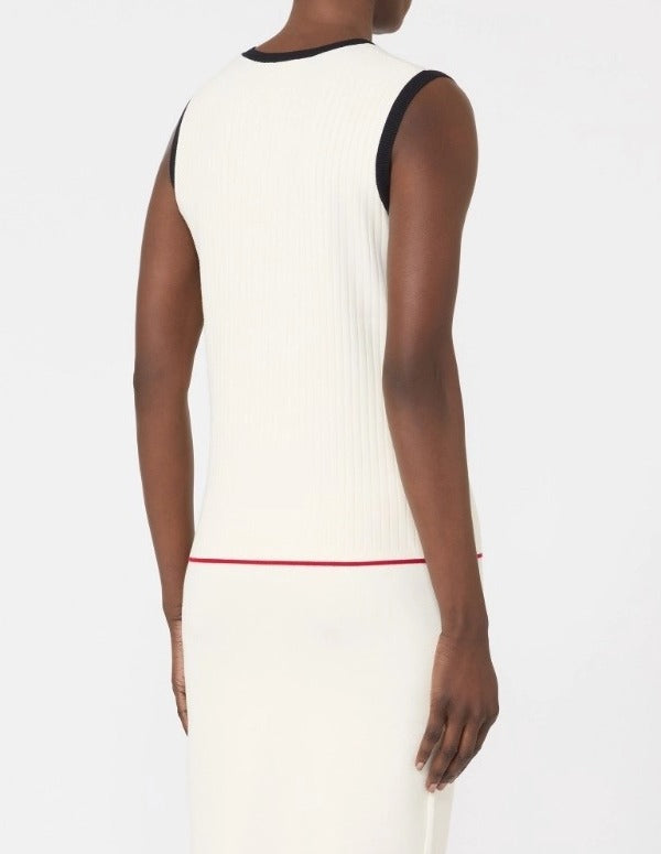 MAX MARA Canotta Umile Maglia Misto Viscosa-Bianco Blu