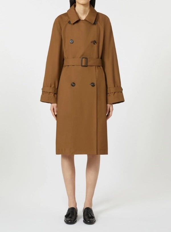 MAX MARA Trench Impermeabile Twill-Cuoio