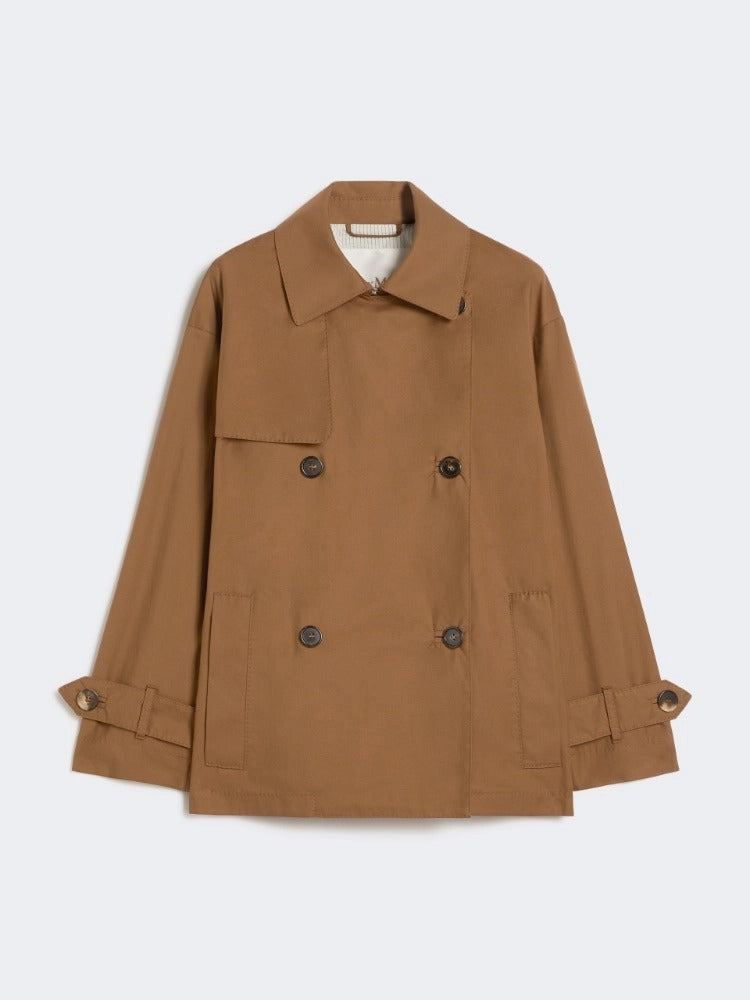 MAX MARA Trench Zeno Corto Impermeabile-Cuoio