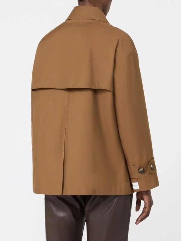 MAX MARA Trench Zeno Corto Impermeabile-Cuoio