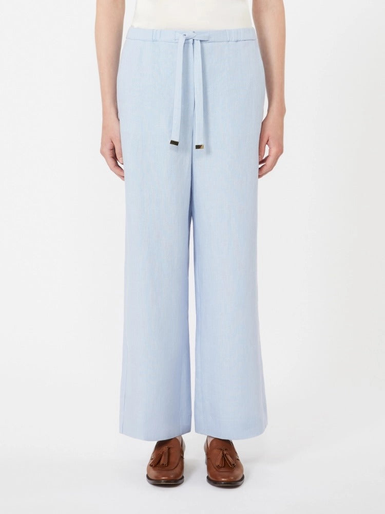 MAX MARA Pantalone Amedea Stuoia Lino-Azzurro