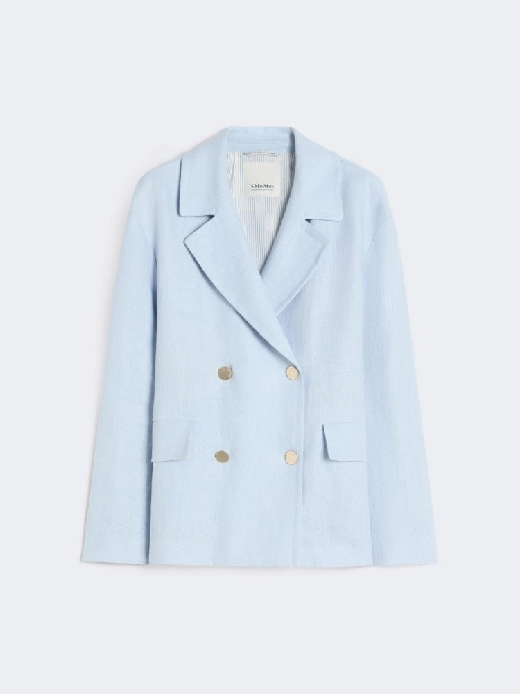 MAX MARA Blazer Avenue Doppiopetto Lino-Azzurro