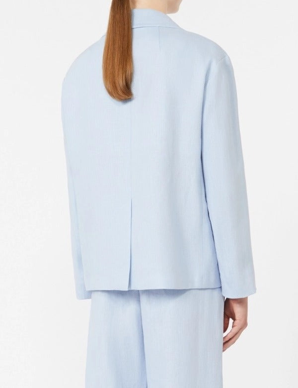 MAX MARA Blazer Avenue Doppiopetto Lino-Azzurro