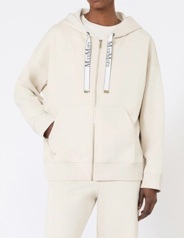 MAX MARA Felpa Zip Jour Jersey Tecnico-Ecru
