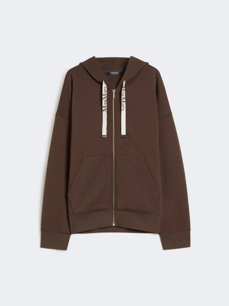 MAX MARA Felpa Zip Jour Jersey Tecnico-Cioccolato