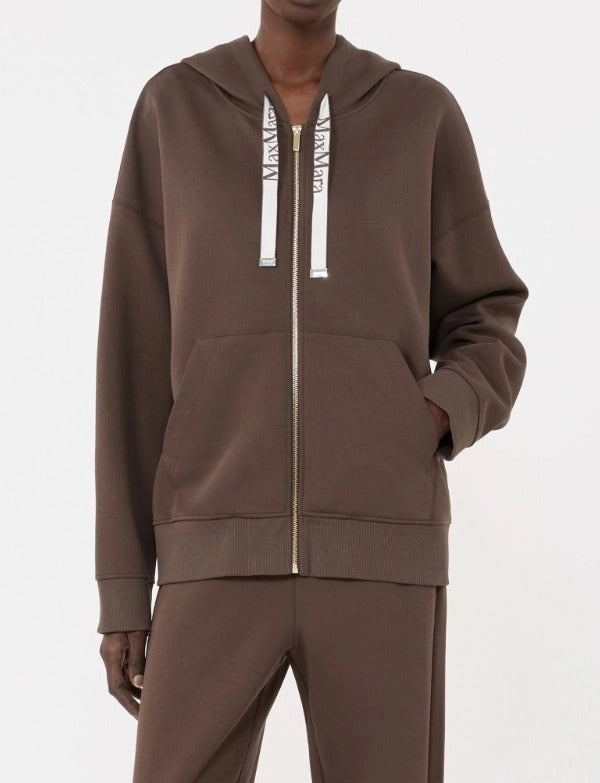 MAX MARA Felpa Zip Jour Jersey Tecnico-Cioccolato