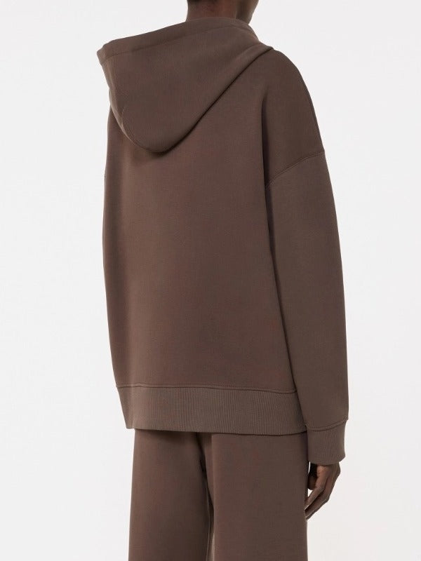 MAX MARA Felpa Zip Jour Jersey Tecnico-Cioccolato