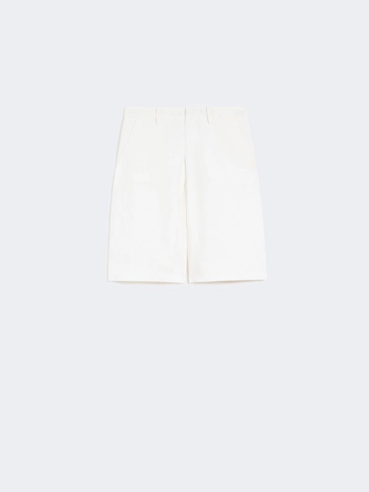 MAX MARA Bermuda Sole Drill Cotone Lino-Bianco