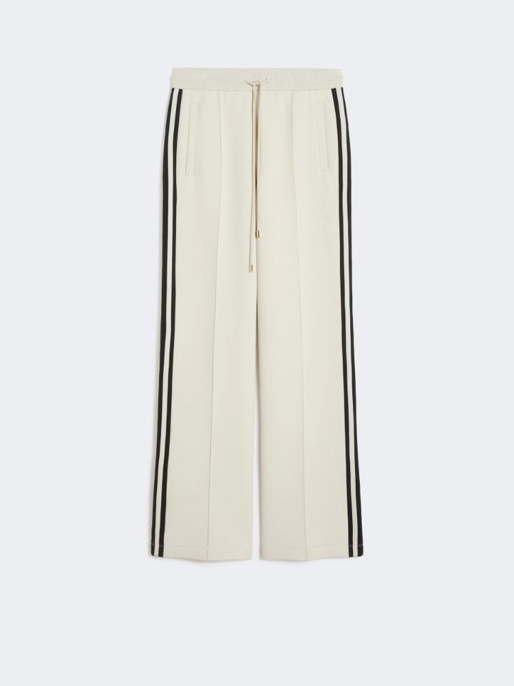 MAX MARA Pantalone Vento Jersey Cotone Bande-Ecru