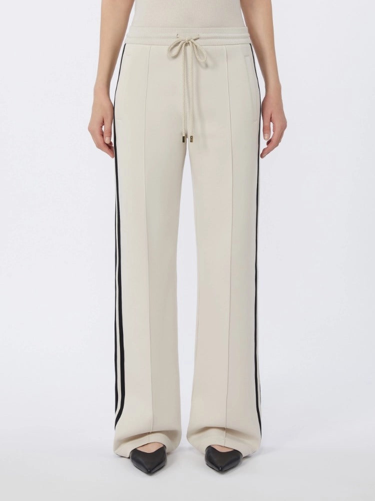 MAX MARA Pantalone Vento Jersey Cotone Bande-Ecru