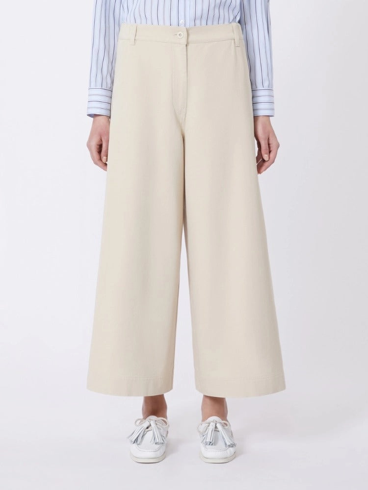 MAX MARA Pantalone Ariete Drill di Cotone-Sabbia
