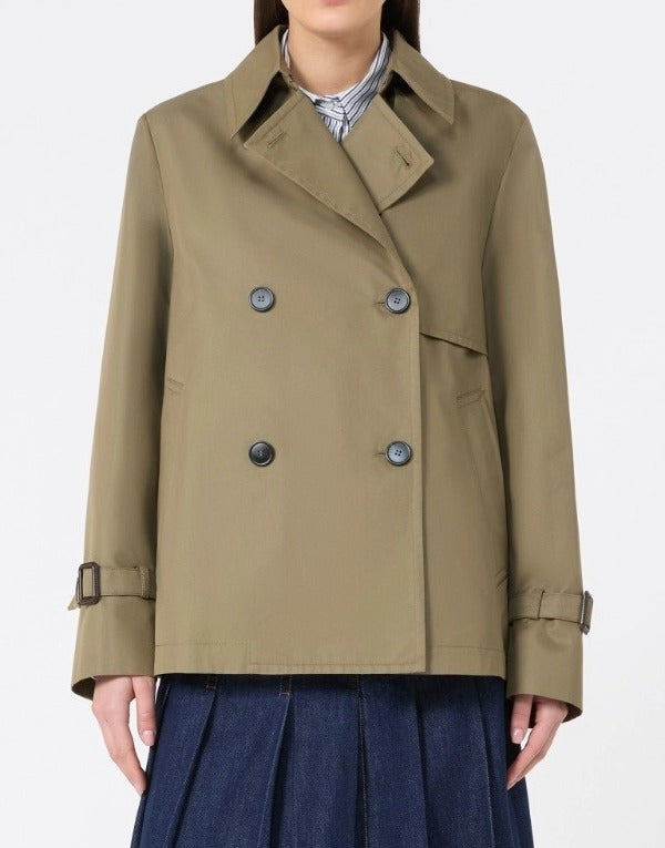 MAX MARA Trench Biglia Corto Gabardina Impermeabile-Fango