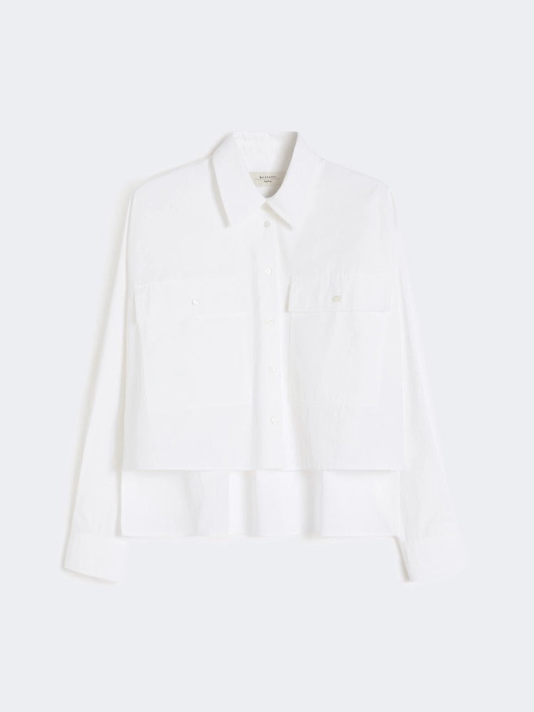 MAX MARA Camicia Bruno Asimmetrica Popeline Cotone-Bianco