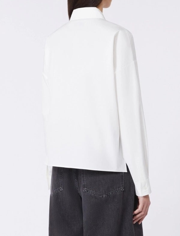 MAX MARA Camicia Bruno Asimmetrica Popeline Cotone-Bianco