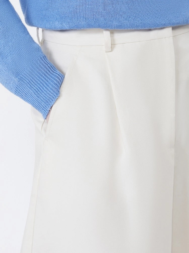 MAX MARA Bermuda Cuba Canvas Cotone Lino-Ecru