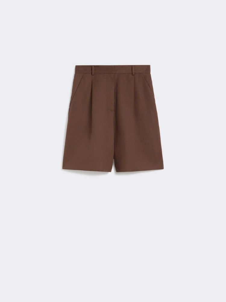 MAX MARA Bermuda Cuba Canvas Cotone Lino-Cioccolato