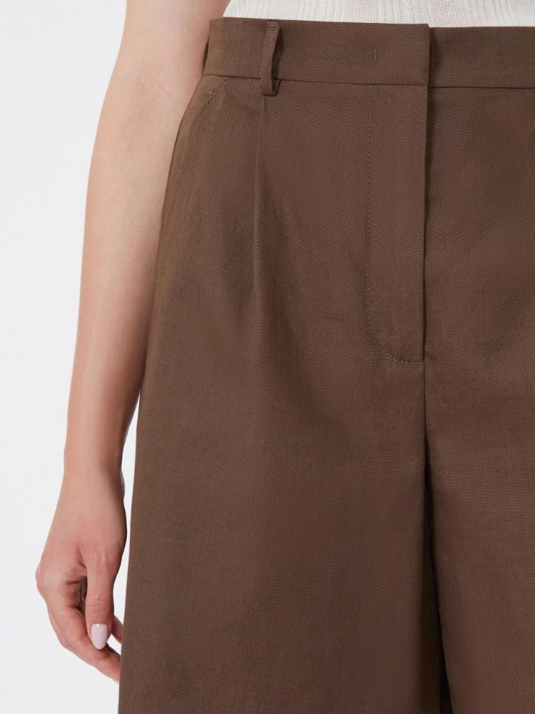 MAX MARA Bermuda Cuba Canvas Cotone Lino-Cioccolato
