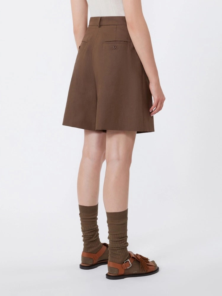 MAX MARA Bermuda Cuba Canvas Cotone Lino-Cioccolato