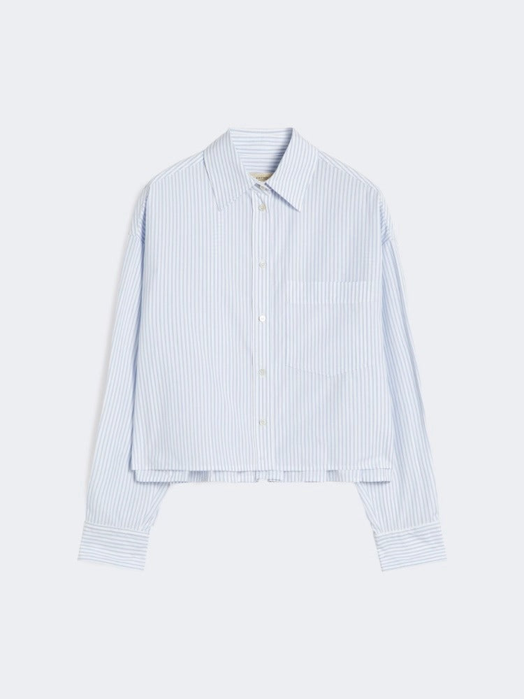 MAX MARA Camicia Eden Crop Popeline Cotone Righe-Azzurro