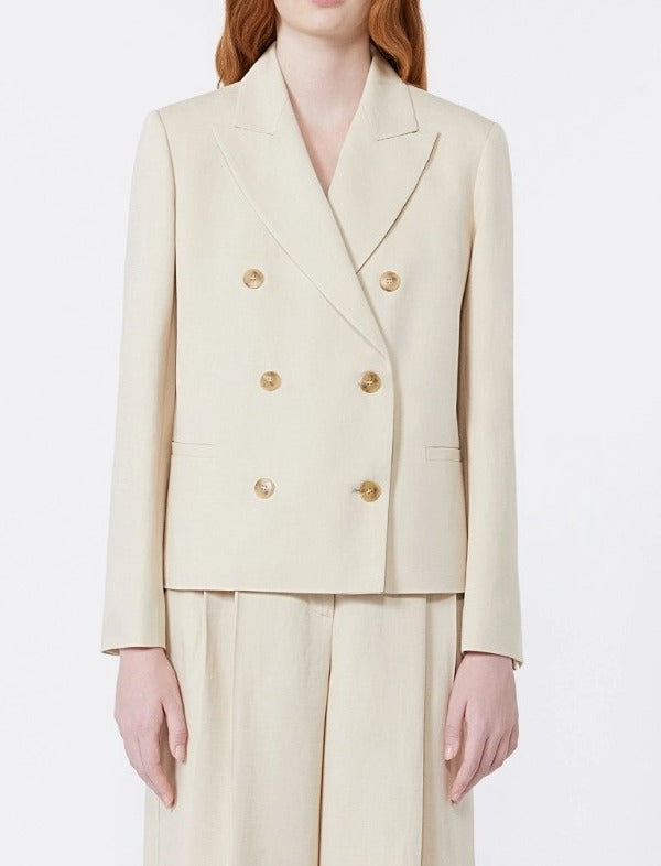 MAX MARA Blazer Nembi Doppiopetto Viscosa Lino-Beige