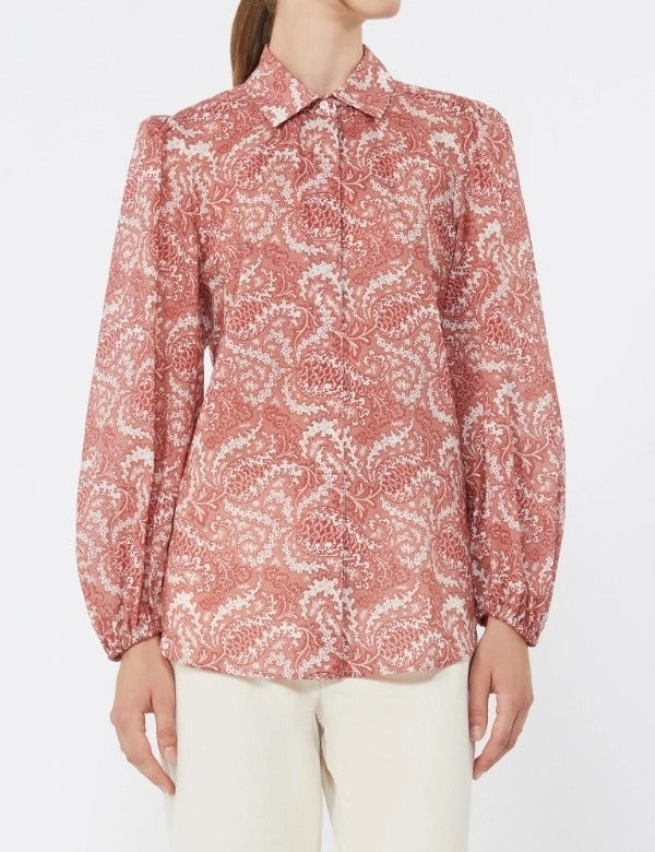 MAX MARA Camicia Periodi Voile Stampa-Ciliegia