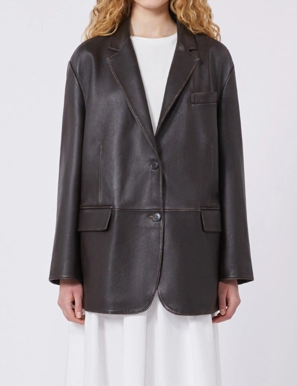 MAX MARA Blazer Pila Pelle-Marrone