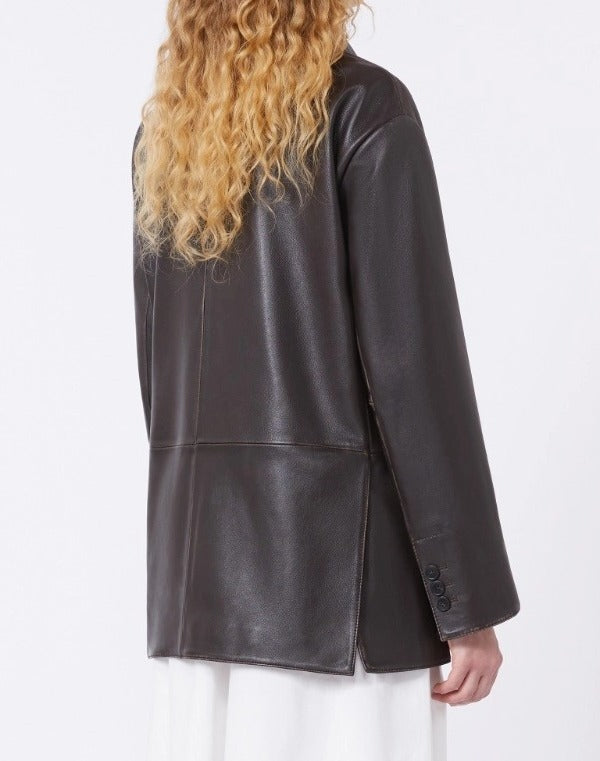 MAX MARA Blazer Pila Pelle-Marrone