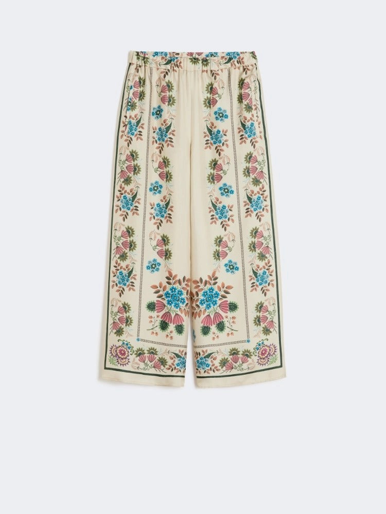 MAX MARA Pantalone Snack Twill Seta Stampa-Avorio