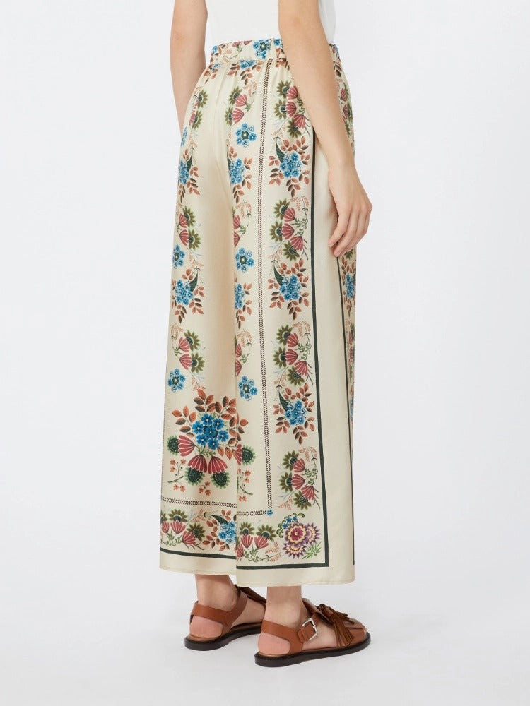 MAX MARA Pantalone Snack Twill Seta Stampa-Avorio