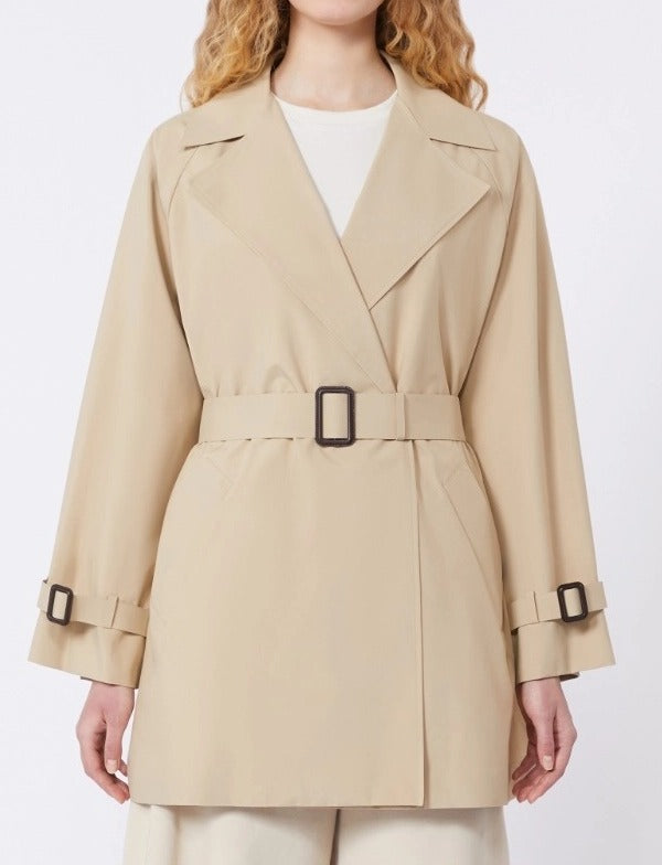 MAX MARA Trench Ovatta Corto Impermeabile-Beige