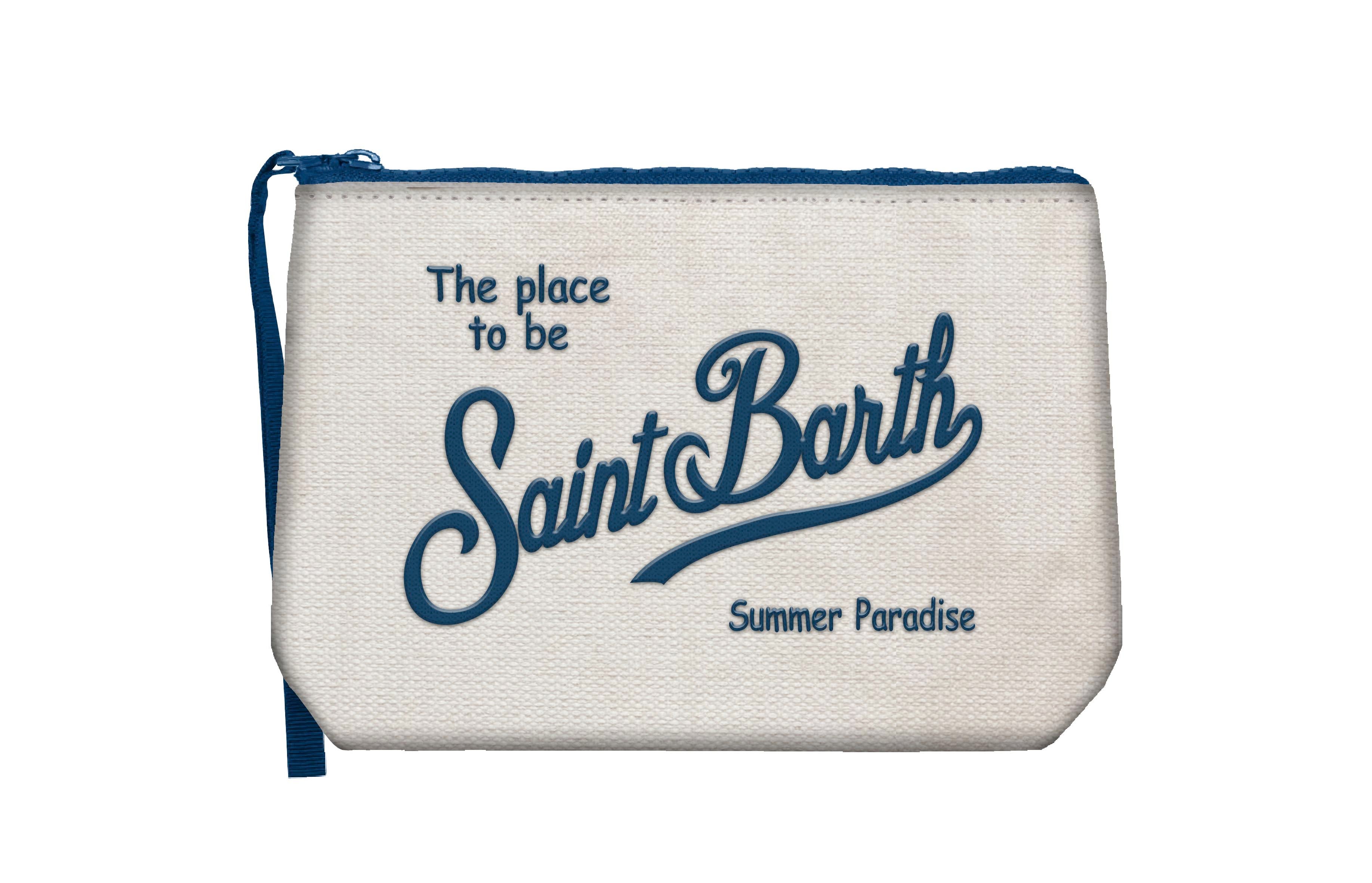 MC2 SAINT BARTH Pochette ALINE CANVAS-Bianco/Navy