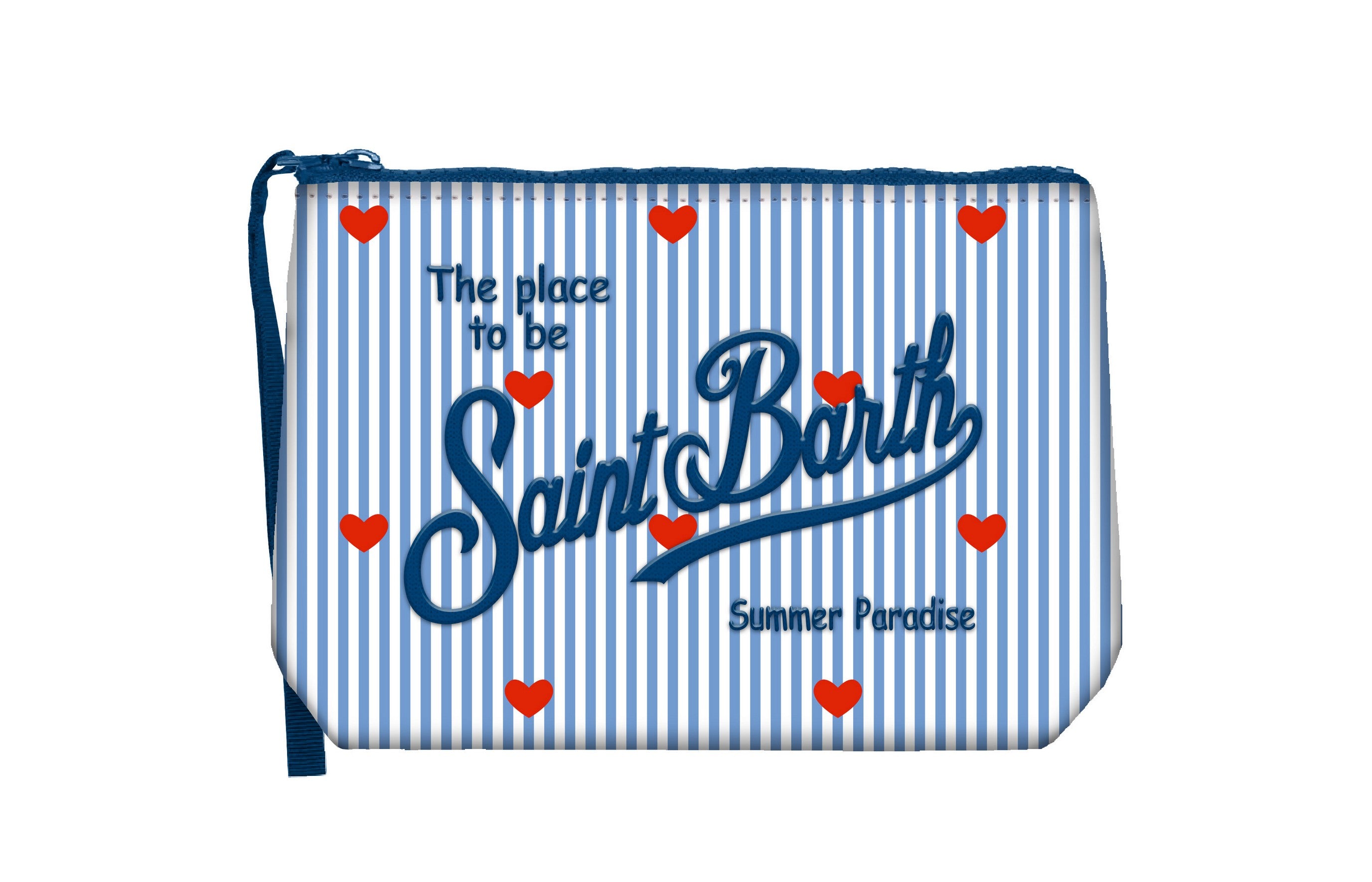 MC2 SAINT BARTH Pochette ALINE COTTON-Stripes Hearts Azzurro