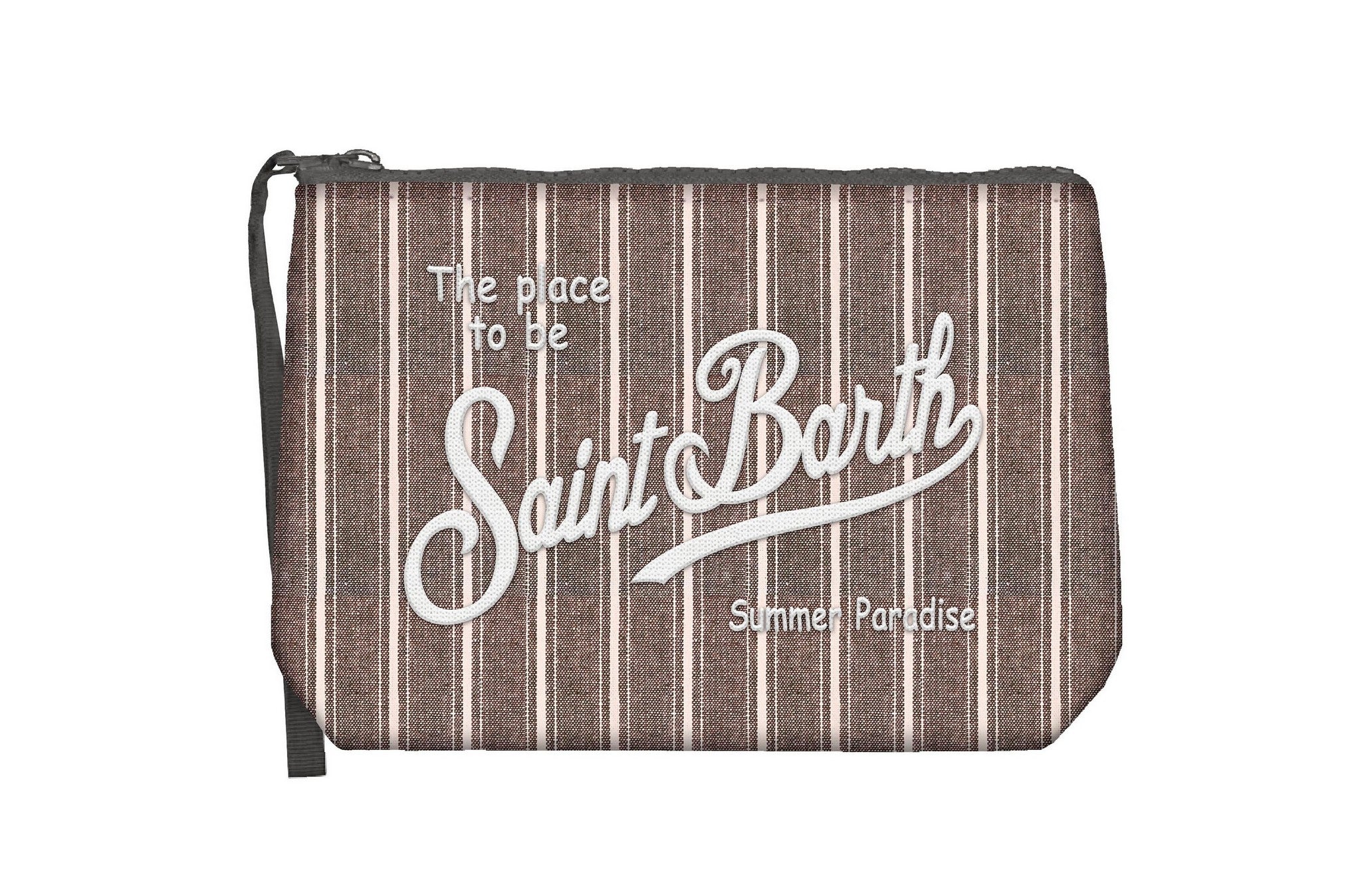 MC2 SAINT BARTH Pochette ALINE COTTON-Tiny Stripes Marrone