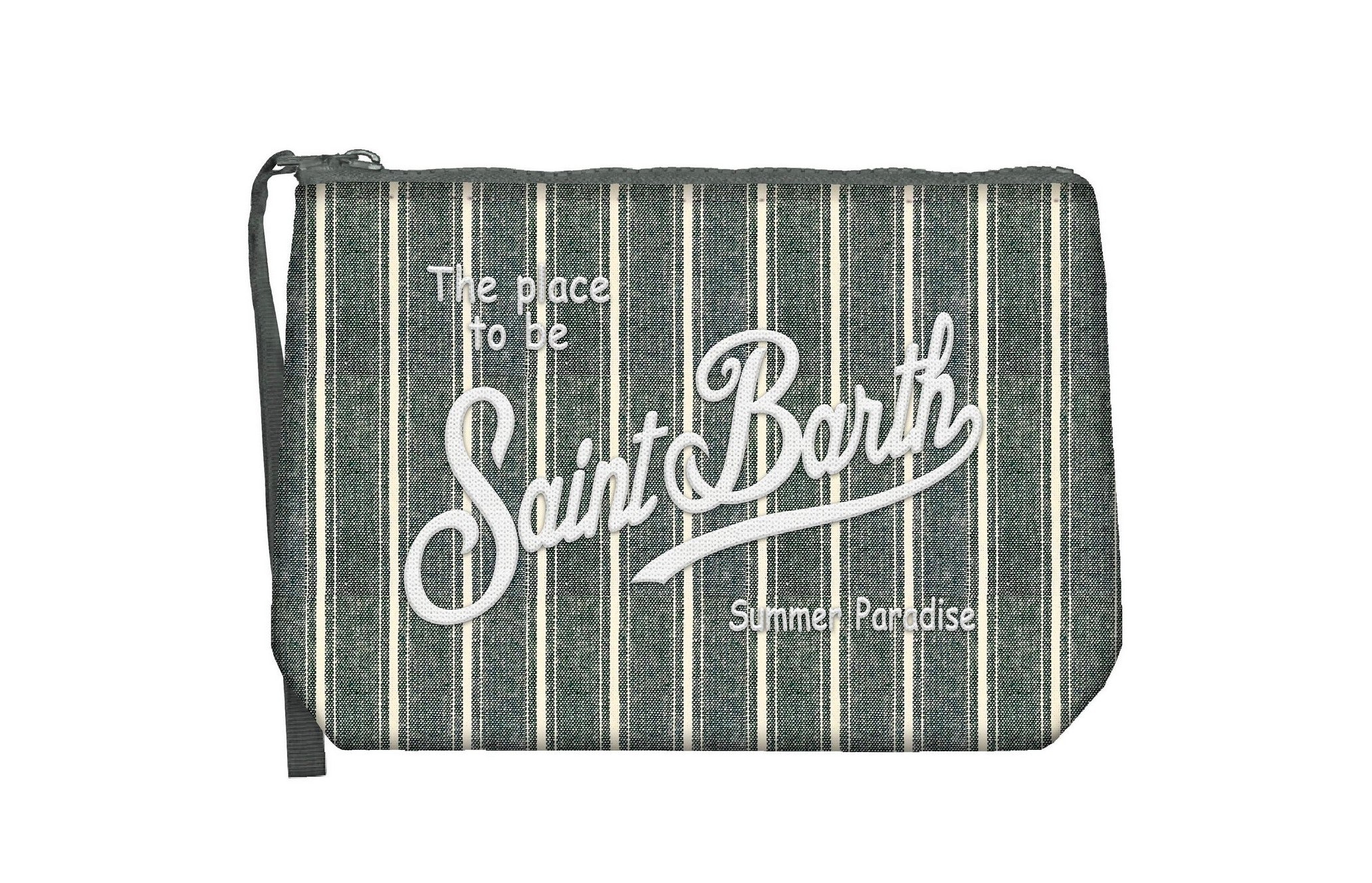 MC2 SAINT BARTH Pochette ALINE COTTON-Tiny Stripes British Green