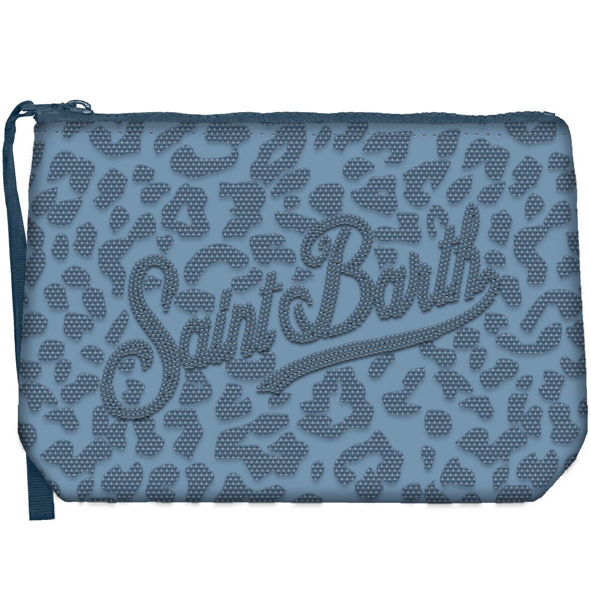 MC2 SAINT BARTH Pochette ALINE STRASS-Leopard Blu Avio